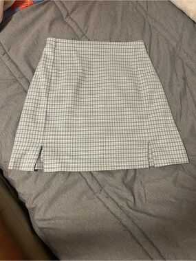 Brandy Melville Light Green/Blue & White Plaid Mini Skirt